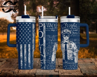 We The People Police Wrap SVG for 40oz Tumbler/Water Bottle Digital File ONLY Back The Blue Patriotic PNG Laser Engraving Sublimation