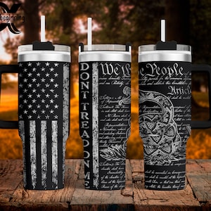 We The People Don&#39;t Tread On Me Wrap SVG for 40oz Tumbler/Water Bottle Digital File ONLY