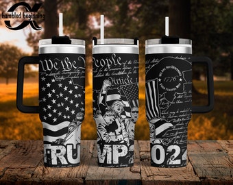 We The People Trump 2024 Wrap v2 SVG dla 40oz Tumbler/butelka na wodę Tylko plik cyfrowy! Patriotyczne PNG grawerowanie laserowe Kultowy MAGA