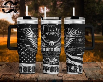 Wolność lub śmierć SVG dla 40oz Tumbler/butelka na wodę Tylko plik cyfrowy! Patriotyczne PNG Grawerowanie laserowe My, ludzie, Karta praw
