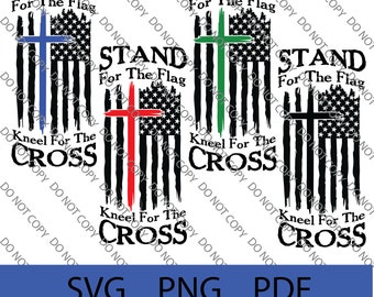 Stań dla flagi Uklęknij dla krzyża SVG Zniszczona flaga PNG Policjant Strażak Weteran Patriotyczny