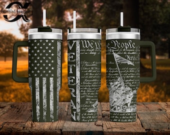 We The People Veteran V2 Wrap with Marines from The Battle of Iwo Jima SVG for 40oz Tumbler/Water Bottle Digital File ONLY