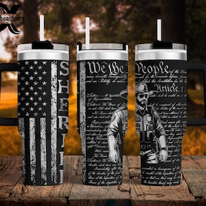We The People Sheriff Wrap SVG for 40oz Tumbler/Water Bottle Digital File ONLY Back The Blue Patriotic PNG Laser Engraving