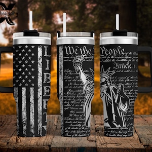 We The People Liberty Wrap SVG for 40oz Tumbler/Water Bottle Digital File ONLY Patriotic Preamble