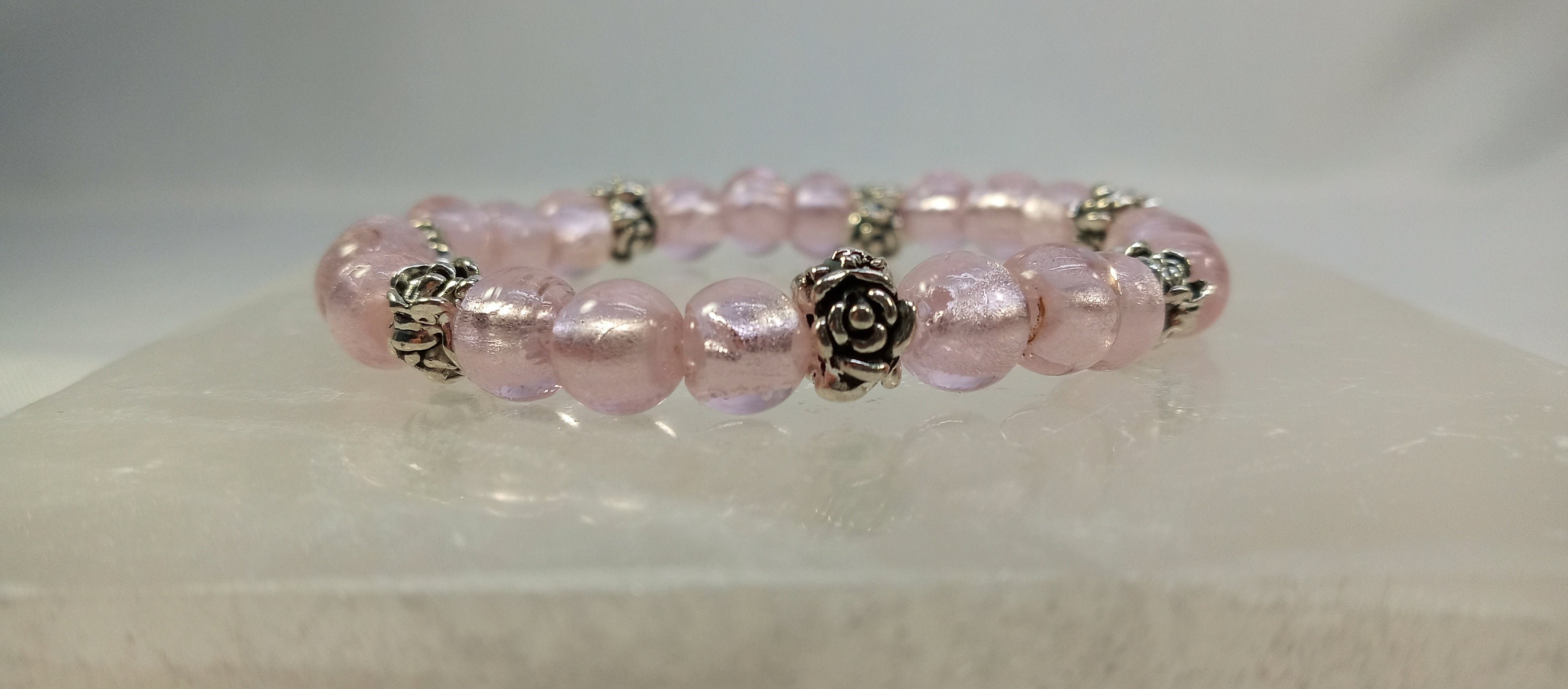 Pink Gray Clear Crystal Glass Bead Gold Tone Cluster Accent Stretch Bracelet id-2933 Pink Gray Clear Crystal Glass Bead Gold Tone Cluster Accent Stretch Bracelet id-2933