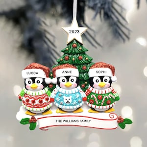 Personalized Family Ornament, Custom Penguin Christmas Ornament Ugly Sweater Ornament, Christmas Gifts Ornaments, Christmas 2024