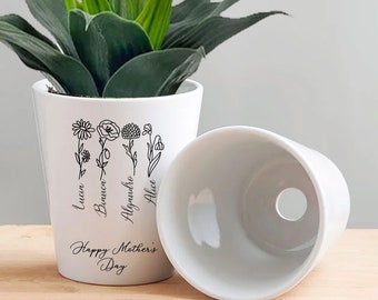 Personalized 12 oz Ceramic Flowerpot, Custom Planter, Mother's Day Gifts, Birthday Gift, Grandma Garden Gifts, Gifts for Her, Office Gifts