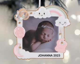 Baby Picture Ornament, Baby's First Christmas Ornament, Personalized Christmas Ornament, New Baby Ornament 2023. Grandchild Ornament