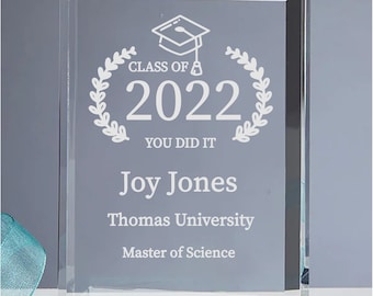 Gepersonaliseerde afstuderen acrylplaat, college cadeau