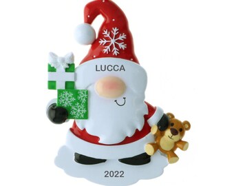 Ornamento personalizzato a forma di gnomo di Babbo Natale, ricordo di Natale
