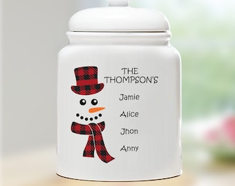Personalized Christmas Cookie Jar, Christmas and Housewarming Gift,