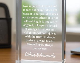 Blocco ricordo in acrilico con lettera d'amore personalizzata, regalo romantico