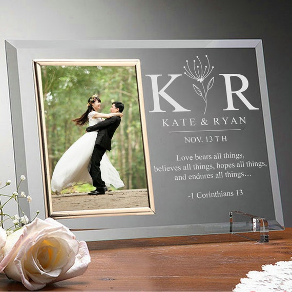 Buy Wedding Frame Personalized Glass Picture Frame Gift for