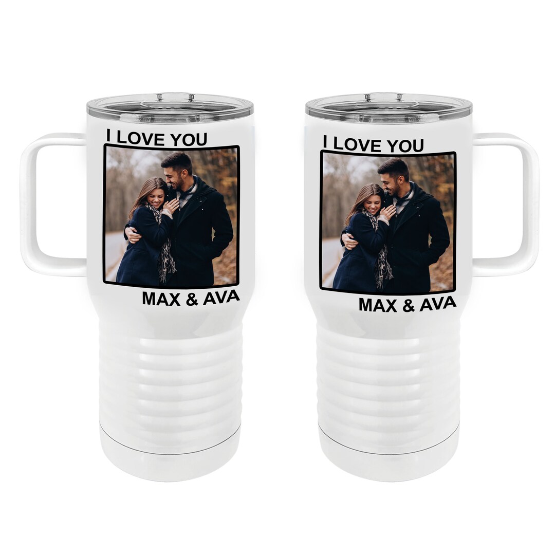 Personalized Photo Travel Mug, Photo Tumbler With Handle, Photo Mug