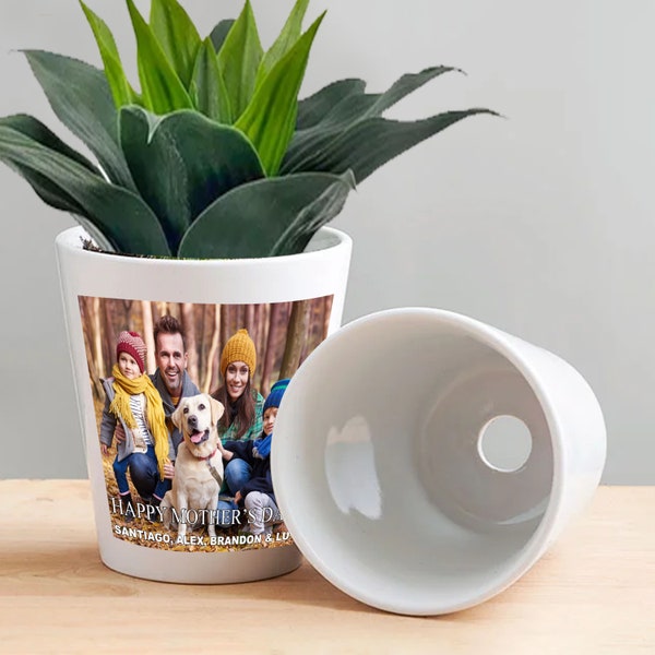 Personalized 12 oz Ceramic Flowerpot, Custom Mini Planter, Mother's Day Gifts, Birthday Gift, Grandma Garden Gifts, Gifts for Her