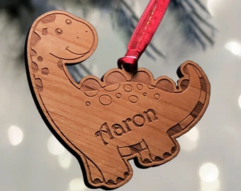 Dinosaur Personalized Wood Ornament, Dino Ornament, T - Rex Wood Ornament, Kids Christmas Ornament, Tyrannosaurus Christmas Ornament