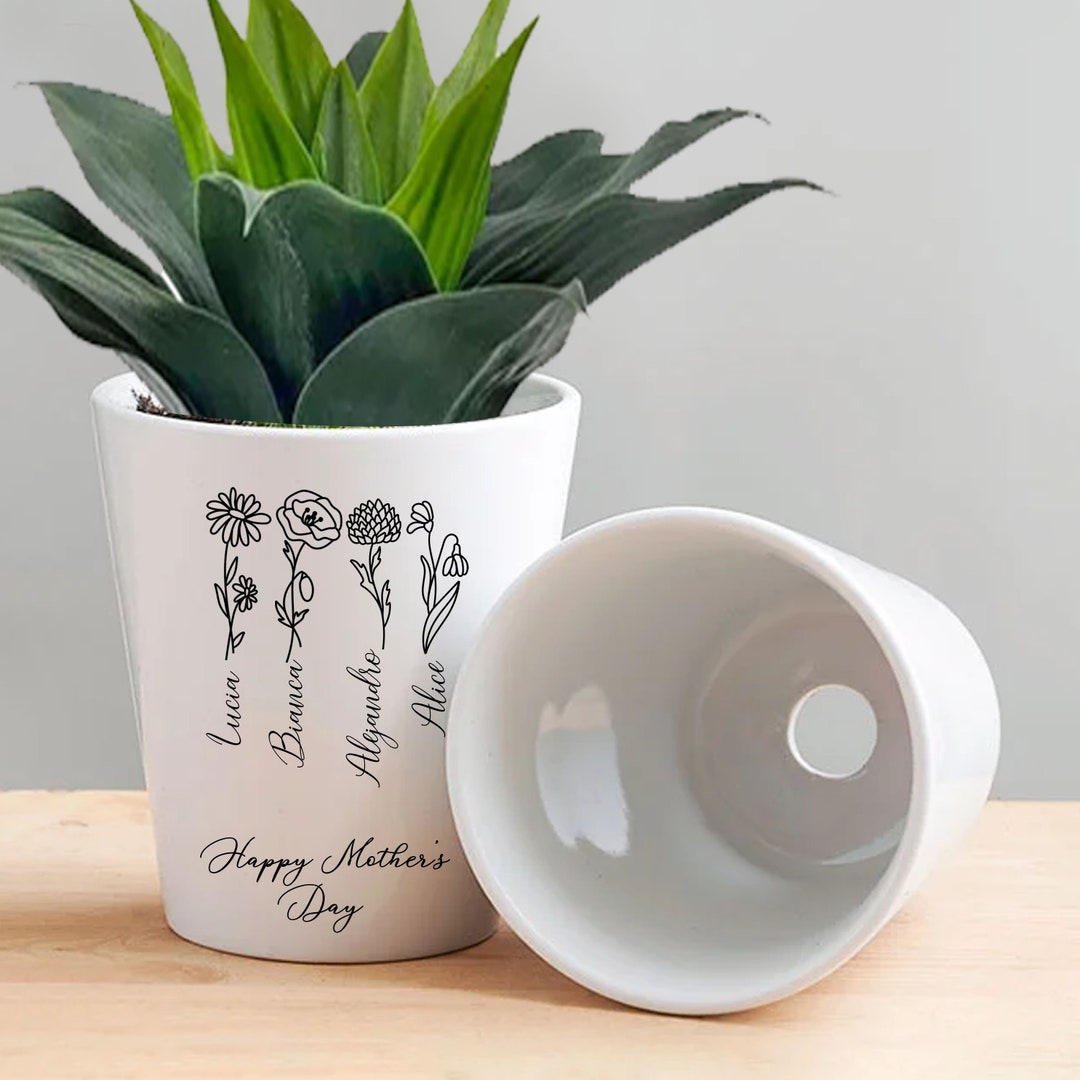 Personalized 12 Oz Ceramic Flowerpot, Custom Planter, Mother's Day ...