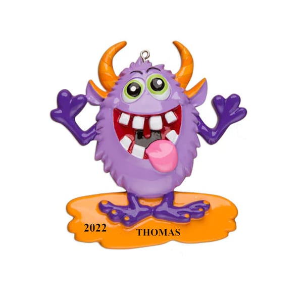 Purple Goofy Monster Personalized Christmas Tree Ornament, Personalized Ornaments Kids, Purple Monster Ornament