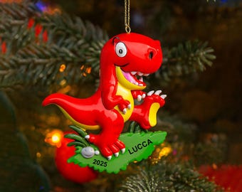 Decorazione natalizia personalizzata a forma di dinosauro: decorazione in resina T-Rex