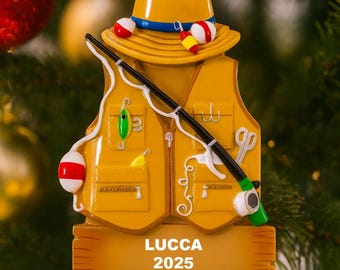 Gepersonaliseerd visornament: visserscadeau van gegraveerd hars