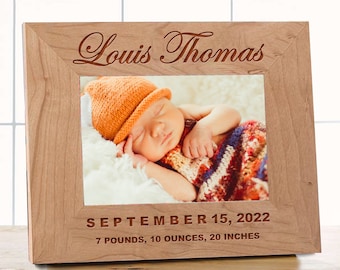 Baby Picture Frame, Custom Nursery Decor Gifts, Birth Picture Frame Gift, Baby Announcement Frames Gifts For Baby Boy Baby Girl and Newborn