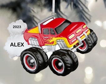 Personlig Monster Truck-julprydnad, Resin Barnprydnad