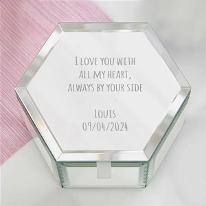 Mirrored Jewelry Box -Personalized Glass Jewelry Box -Wedding Gift Jewelry Box -Custom Jewelry Box -Mirrored Jewelry Box -Wedding Gift