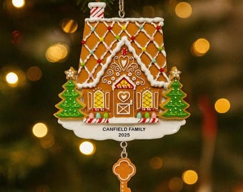 Ornamento personalizzato per la nuova casa in pan di zenzero, ornamenti incisi