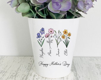 Jardinière personnalisée - Pot de fleurs personnalisé en céramique de 12 oz, cadeaux pour la fête des mères, cadeau d'anniversaire, cadeaux grand-mère pour le jardin, cadeaux pour elle, cadeaux de bureau