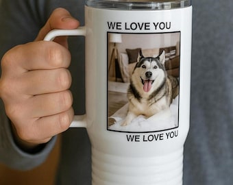 Taza de viaje personalizada con foto, vaso térmico de acero inoxidable