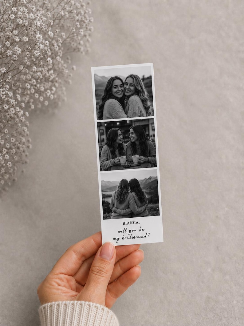 Personalized Photo Booth Strip, Custom Photo Gift, Bookmark, Anniversary Gift, Birthday Gift, Bridesmaid Gift image 2