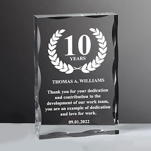 Personalized Award Keepsake Block, Employee, Retirement, Manager, Staff, Sentimental Gift, Crystal Appreciation Plaque Award, Company Gifts