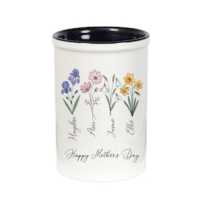 Custom Planter - Personalized 16 oz Ceramic Flowerpot, Mother's Day Gifts, Birthday Gift, Grandma Garden Gifts, Gifts for Her, Office Gifts