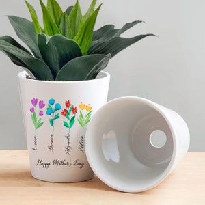 Custom Mini Planter, Personalized 12 oz Ceramic Flowerpot, Mother's Day Gifts, Birthday Gift, Grandma Garden Gift, Gift for Her, Office Gift