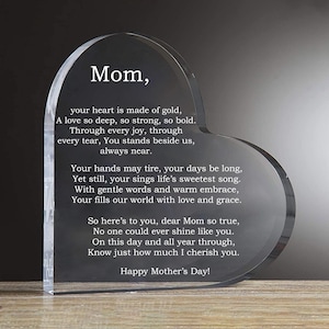 Personalized Mother's Day Keepsake Heart, Keepsake Heart For Mom, Mother's Day Gifts, Gifts for Her, Gifts for Grandma