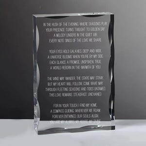 Personalisierte Valentinstag Karte Andenken Block, Valentinstag Geschenke, Geburtstag, Freundin, Freund, Sentimental Geschenk, Geschenke für Sie