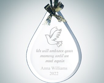 Adorno de cristal con forma de corazón personalizado, regalo de condolencia y recuerdo