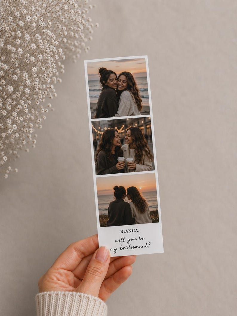 Personalized Photo Booth Strip, Custom Photo Gift, Bookmark, Anniversary Gift, Birthday Gift, Bridesmaid Gift image 3