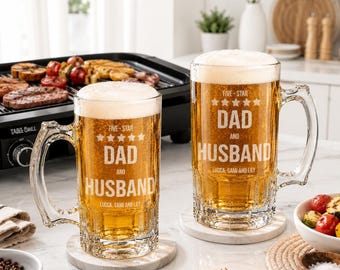 Father's Day Beer Mug, Custom Engraved 33oz Large Beer Stein, Husband Gift, Dad Beer Mug