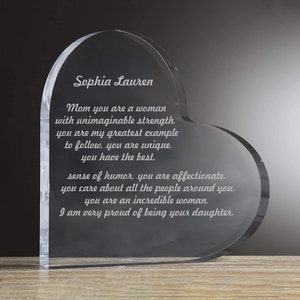 Souvenir coeur pour cadeau d'anniversaire, souvenir coeur personnalisé gravé, cadeau romantique, souvenir commémoratif, cadeaux de fête des mères