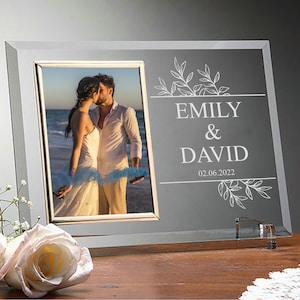 Custom Wedding Frame, Personalized Glass Frame, Gift For Anniversary, Engagement, Gift For Bride, Wedding Souvenir Frames