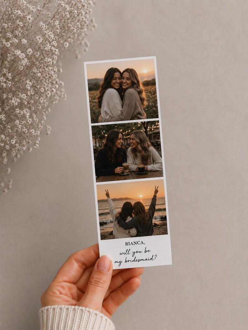 Personalized Photo Booth Strip, Custom Photo Gift, Bookmark, Anniversary Gift, Birthday Gift, Bridesmaid Gift image 4