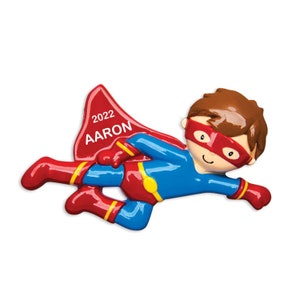 Superhero Boy Personalized Ornament,  boy Personalized Christmas Ornament Decorations, Custom Child Christmas Ornament with Name