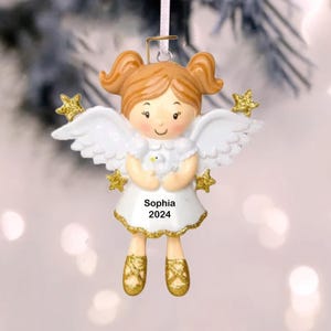 Personalisierte Engel Mädchen Weihnachtsverzierung, Harz Kleinkind Ornament