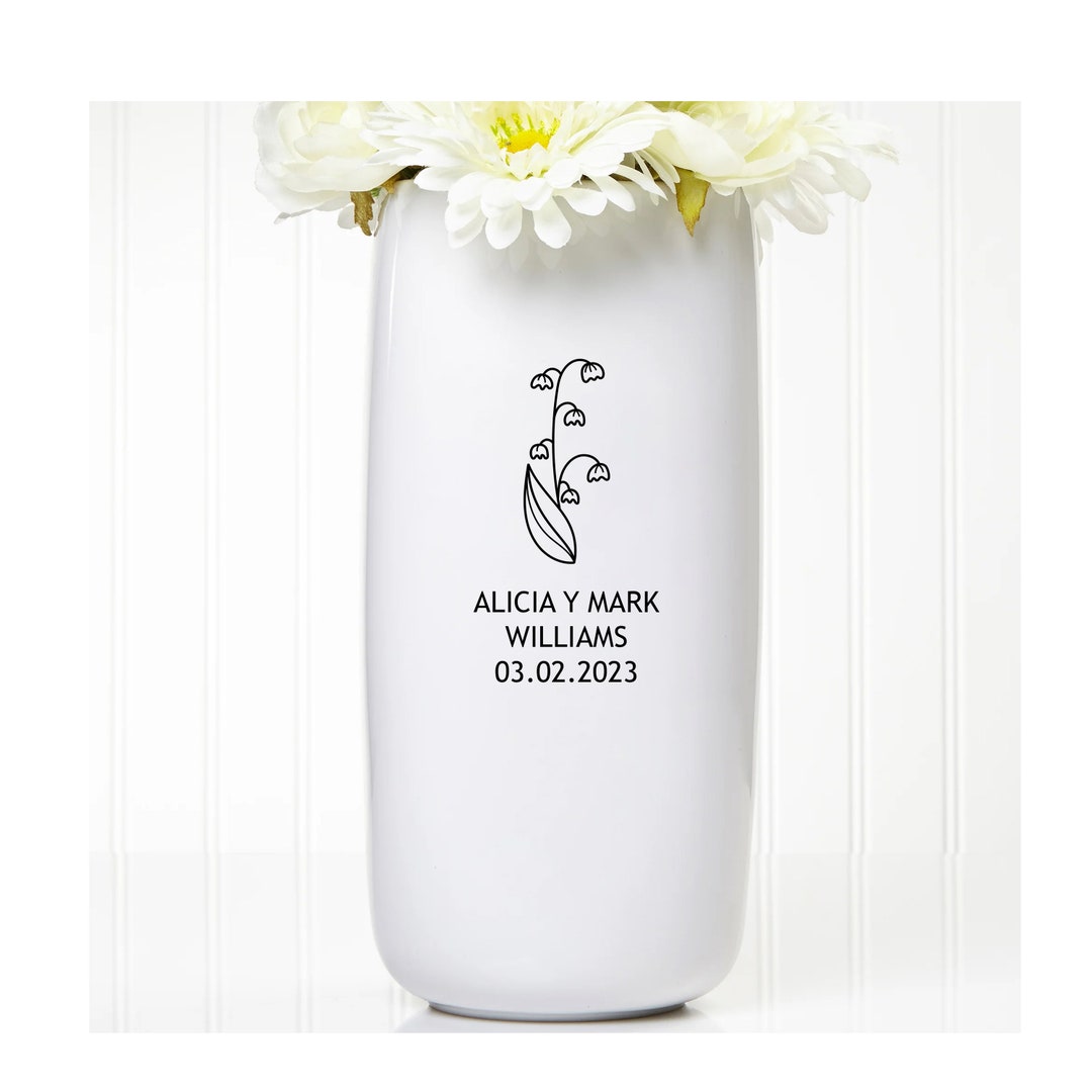 Personalized Ceramic Flower Vase, Custom Wedding Flower Vase, Wedding Gift, Gift for Wife
