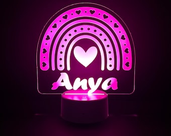 Personalized Rainbow Night Light, Custom Name Gift