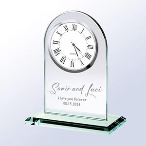 Engraved Message Glass Clock, Personalized Wedding Gift, Anniversary Clock, Anniversary Gifts, Gifts For Him, Write Your Own Message