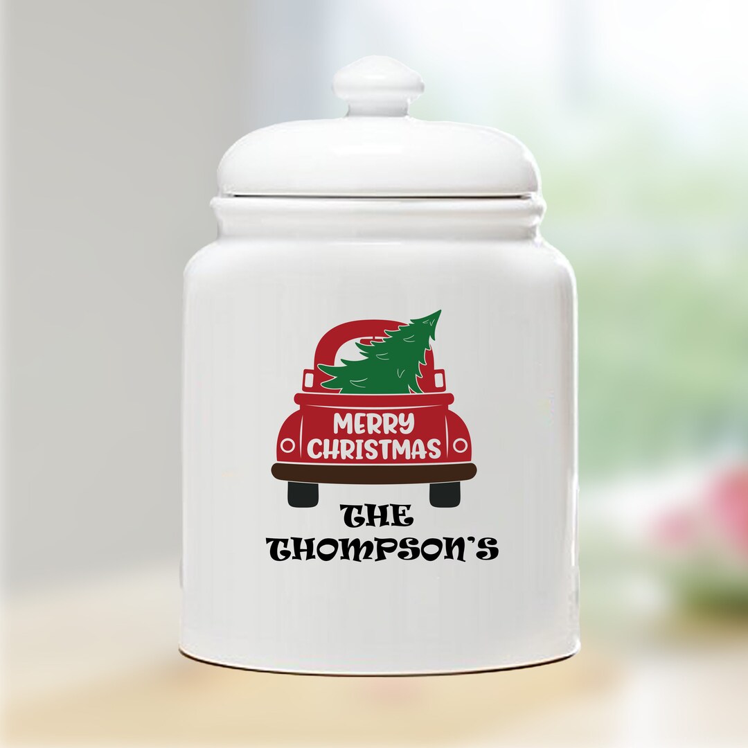 Personalized Christmas Cookie Jar Small Cookie Jar Etsy