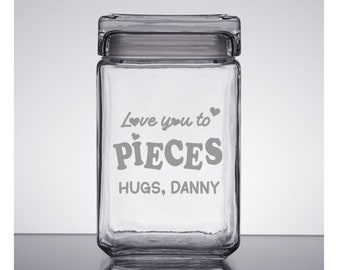 Treat candy Jar,glass engraved,Personalized New Home Gift, 1.5 Qt