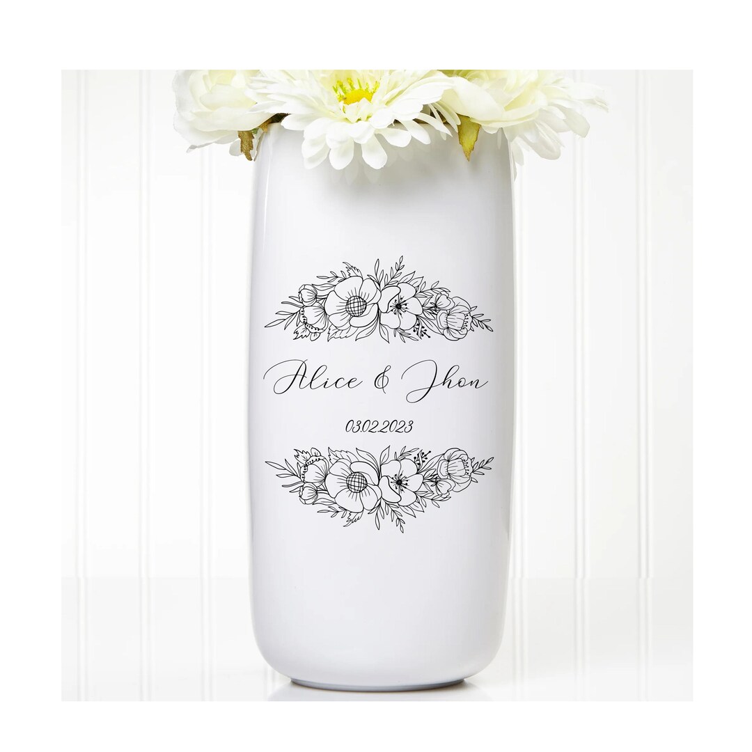 Personalized Ceramic Flower Vase, Custom Wedding Flower Vase, Wedding